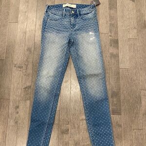 NWT A&F Women's Skinny Jeans Polka Dot Denim